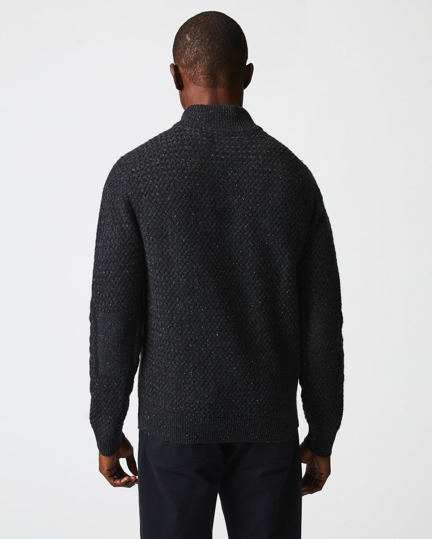 Men Cashmere Basketweave Pullover Charcoal | Billy Reid Sweaters &amp; Sweatshirts