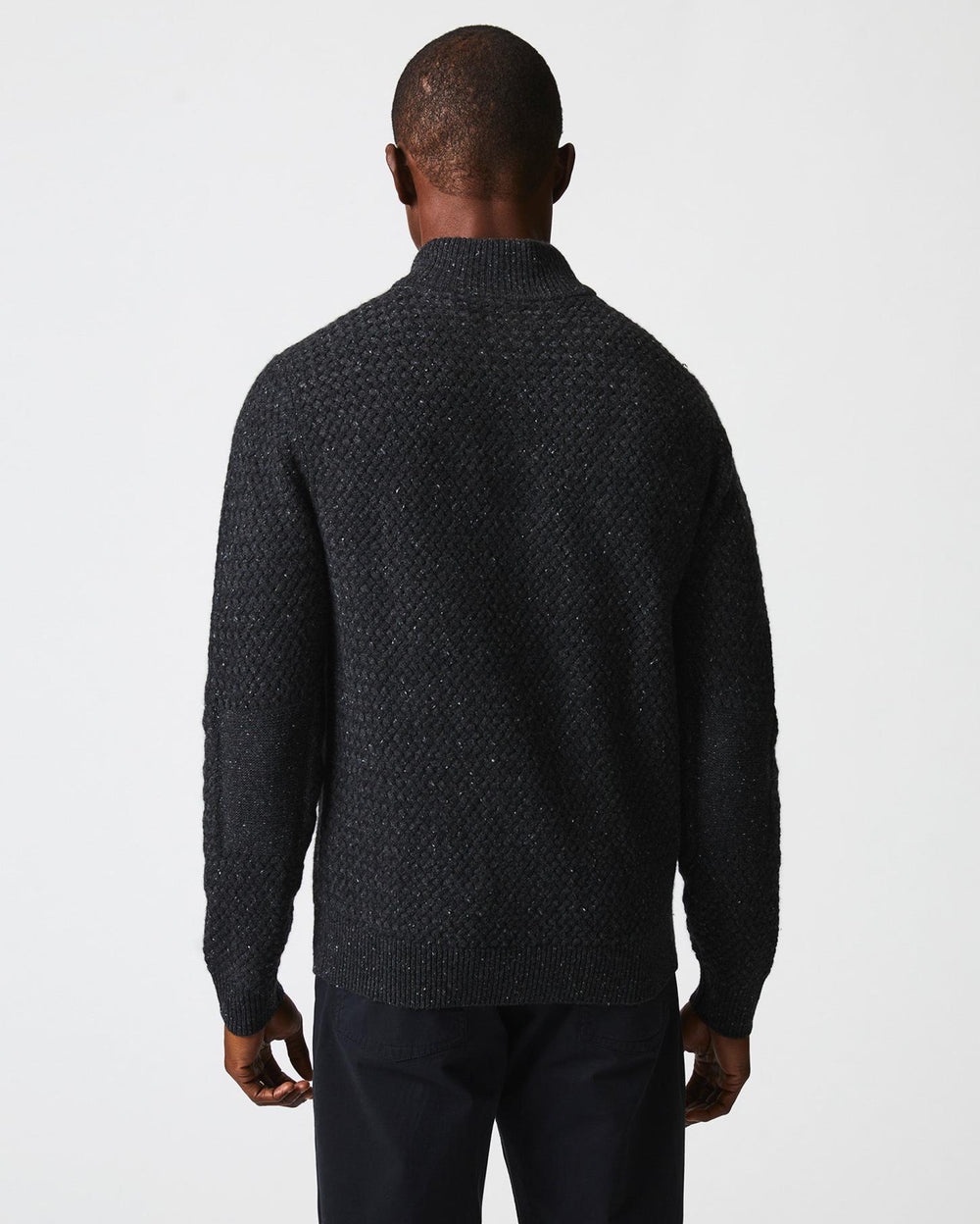 Men Cashmere Basketweave Pullover Charcoal | Billy Reid Sweaters &amp; Sweatshirts
