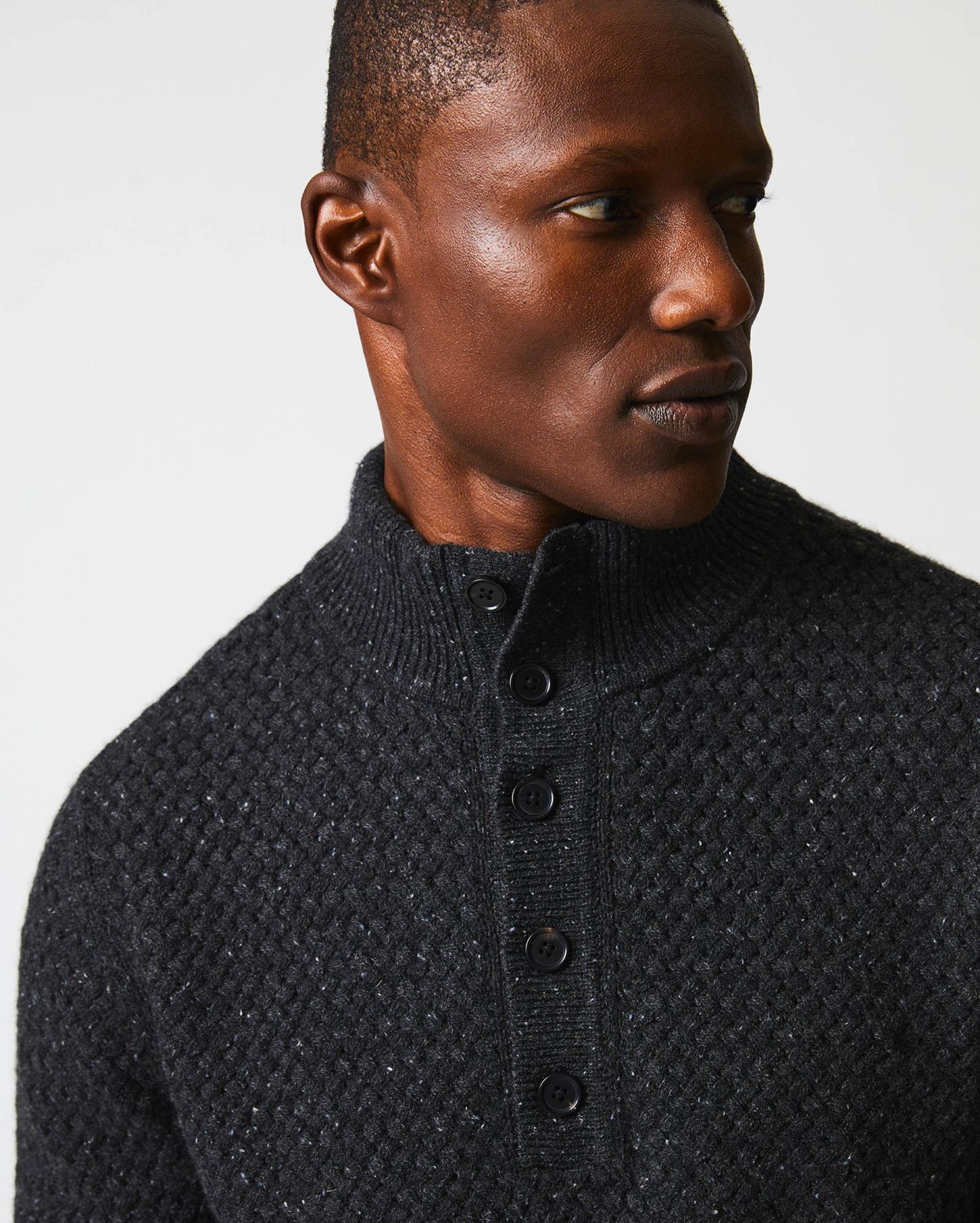 Men Cashmere Basketweave Pullover Charcoal | Billy Reid Sweaters &amp; Sweatshirts
