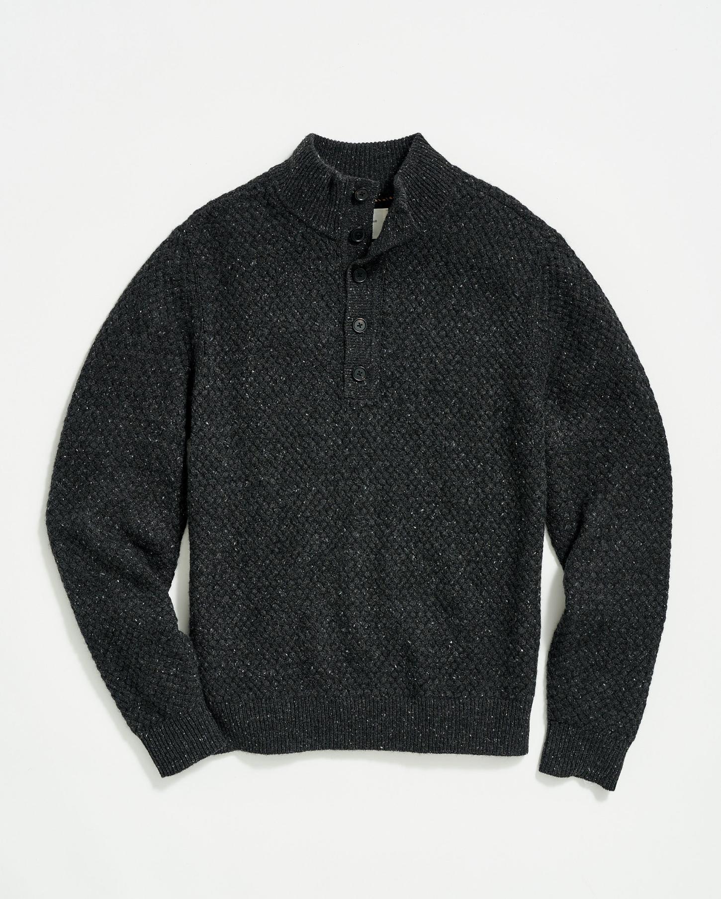 Men Cashmere Basketweave Pullover Charcoal | Billy Reid Sweaters &amp; Sweatshirts