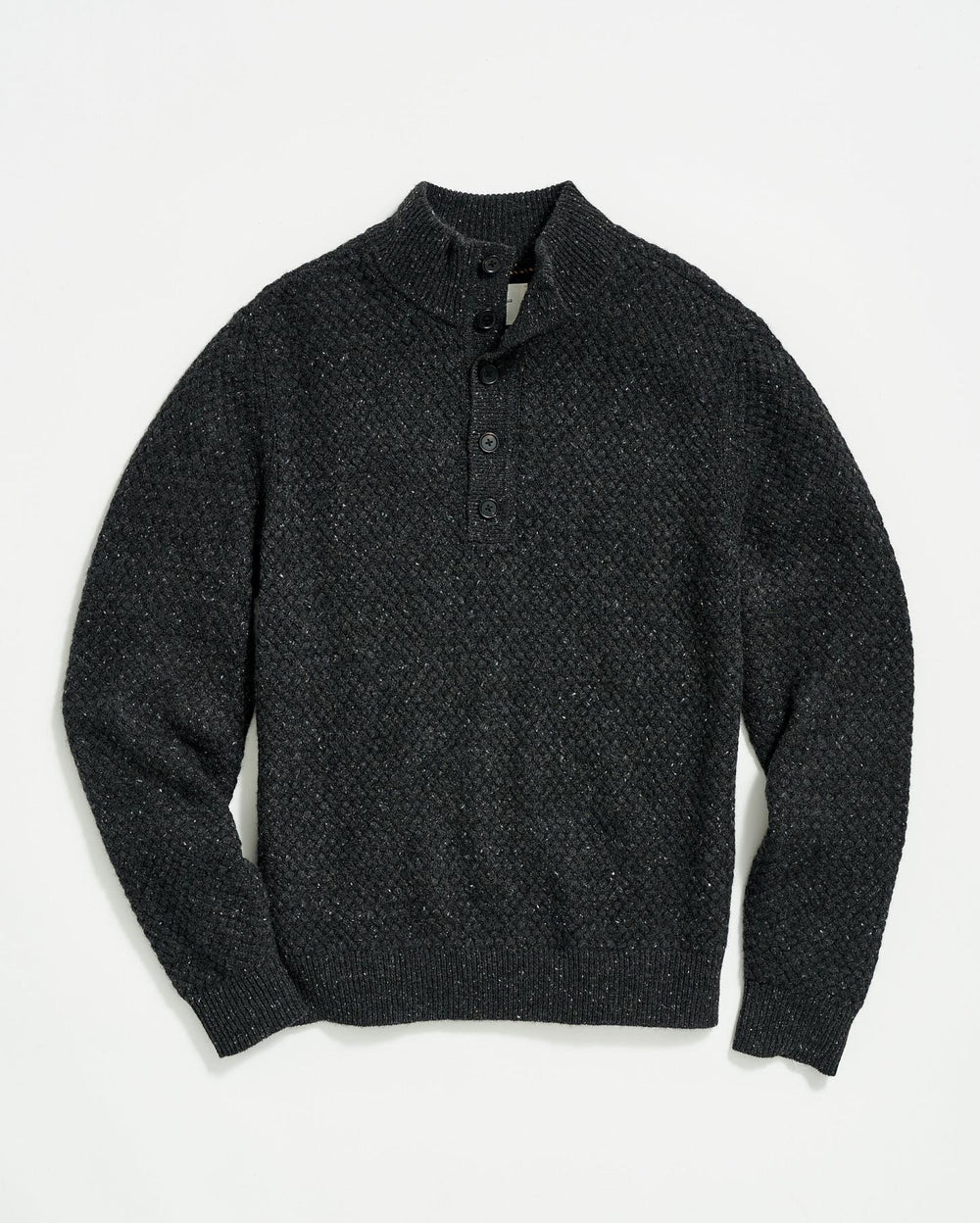 Men Cashmere Basketweave Pullover Charcoal | Billy Reid Sweaters &amp; Sweatshirts