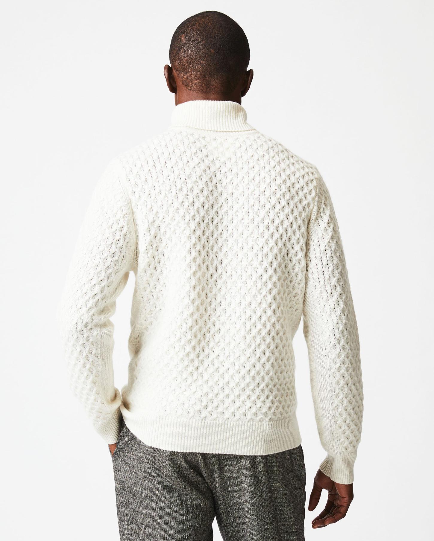 Men Cashmere Honeycomb Turtleneck Natural | Billy Reid Sweaters &amp; Sweatshirts