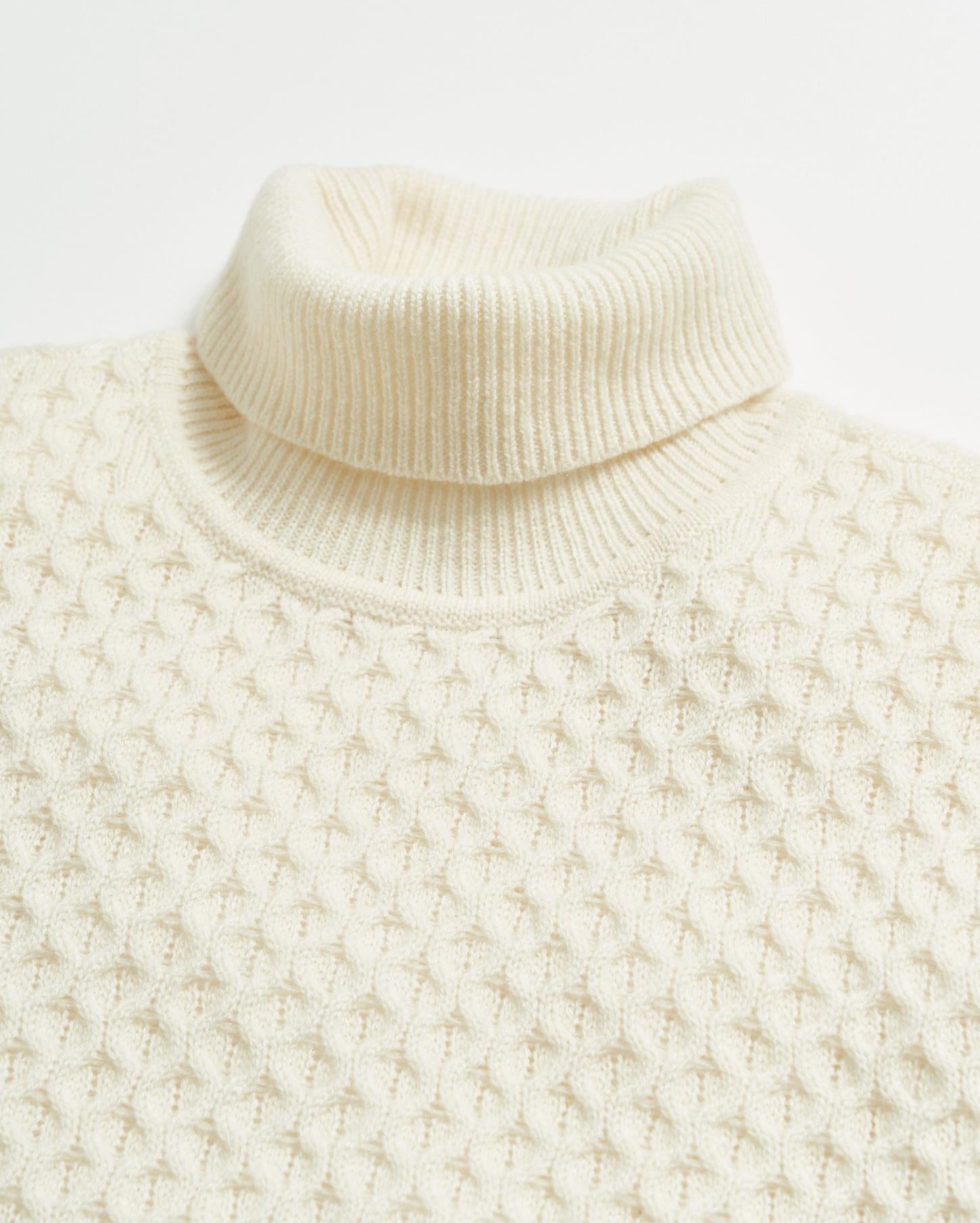Men Cashmere Honeycomb Turtleneck Natural | Billy Reid Sweaters &amp; Sweatshirts
