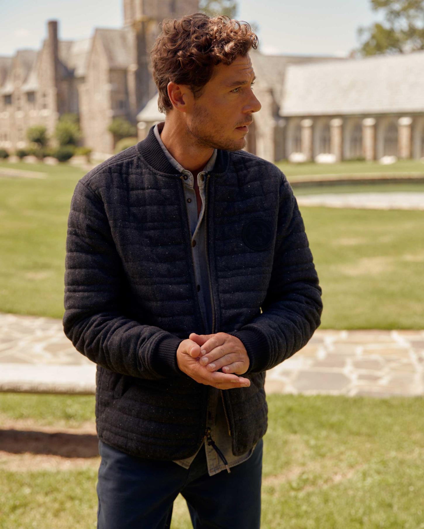 Men Collegiate Bomber Black Tweed | Billy Reid Jackets &amp; Outerwear