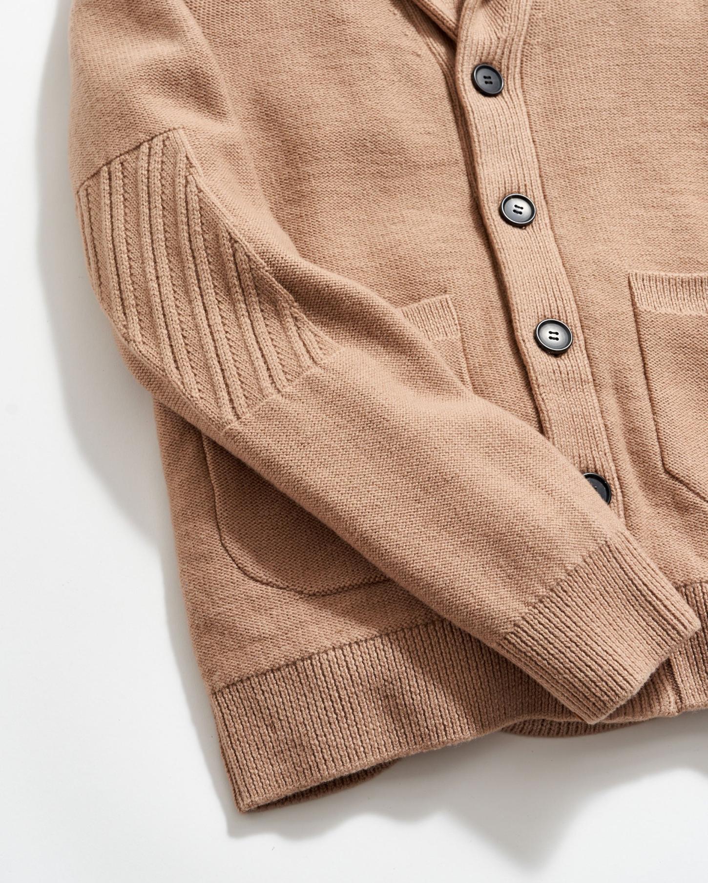 Men Collegiate Cardigan Camel Heather | Billy Reid Sweaters &amp; Sweatshirts