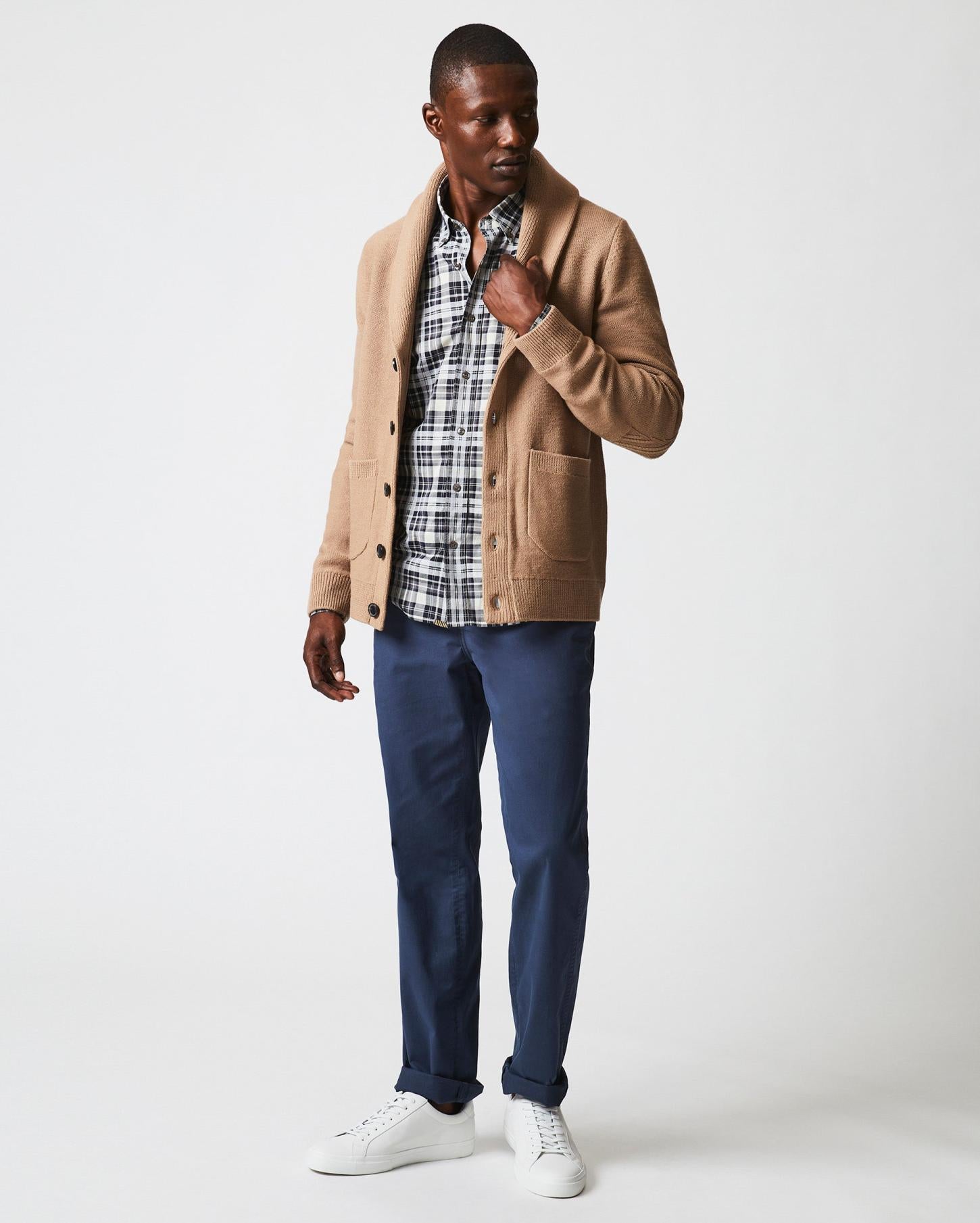 Men Collegiate Cardigan Camel Heather | Billy Reid Sweaters &amp; Sweatshirts