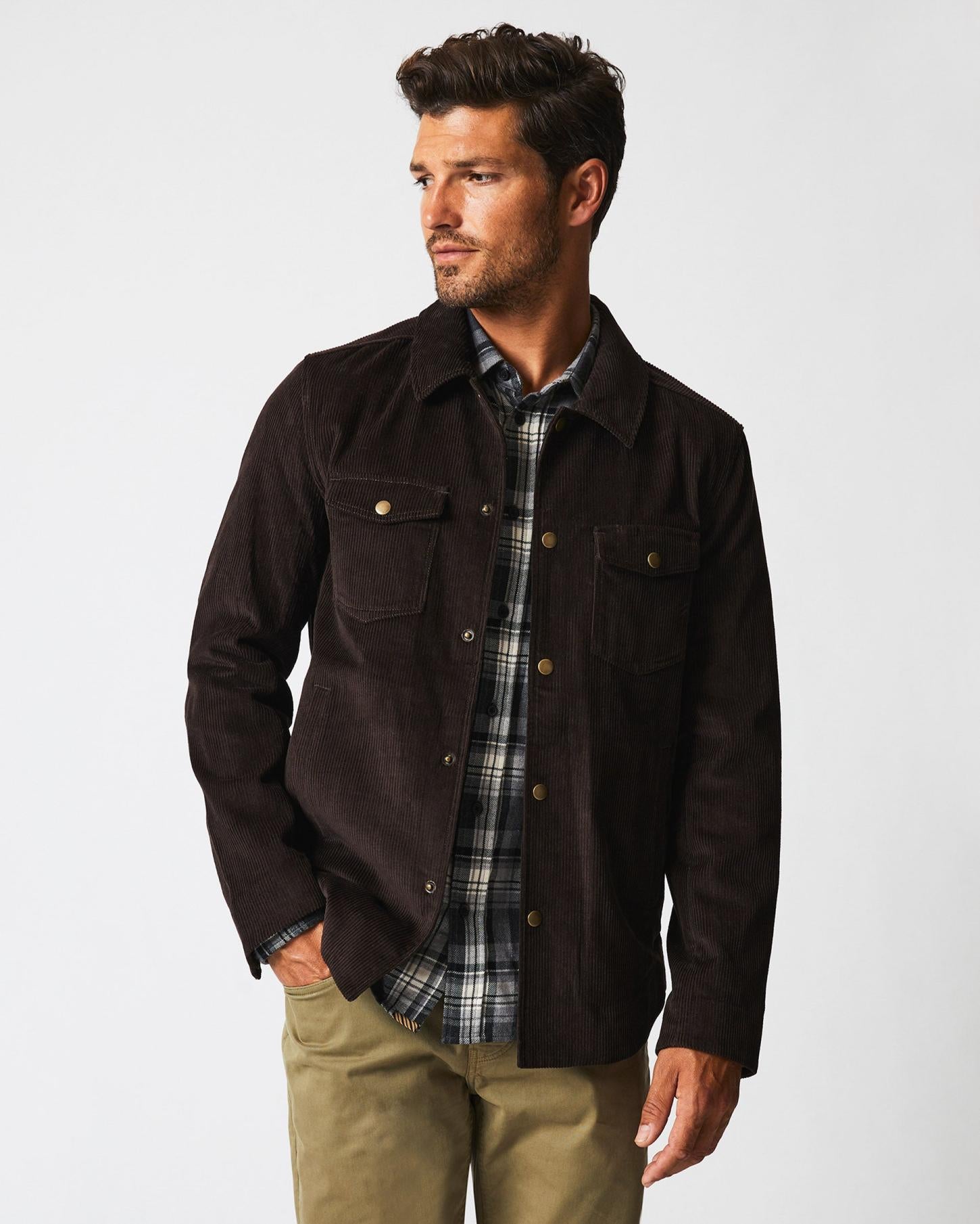 Men Corduroy Mo Shirt Jacket Chocolate | Billy Reid Jackets &amp; Outerwear