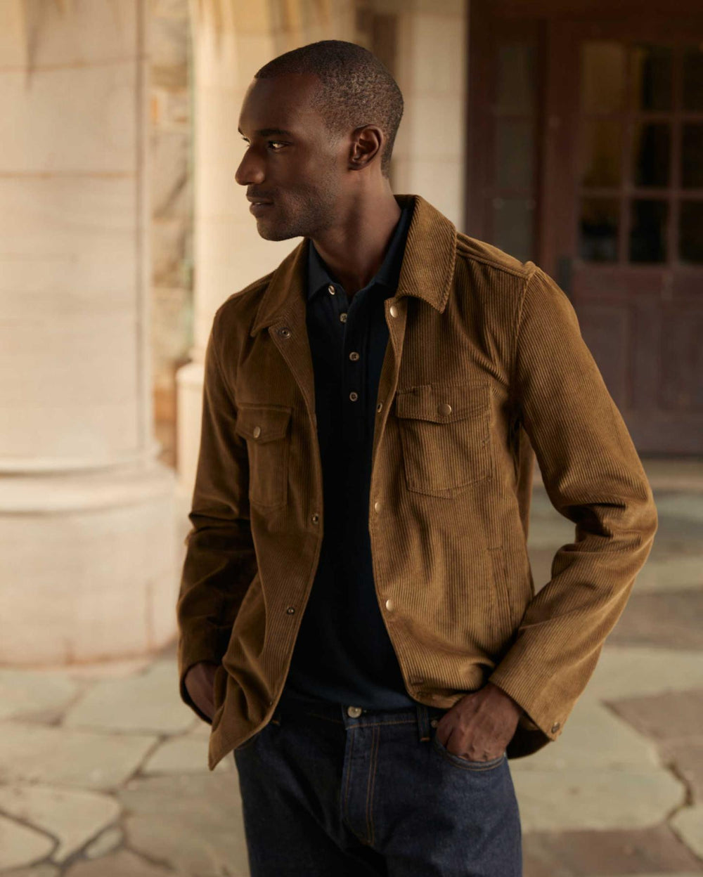 Men Corduroy Mo Shirt Jacket Olive | Billy Reid Jackets &amp; Outerwear