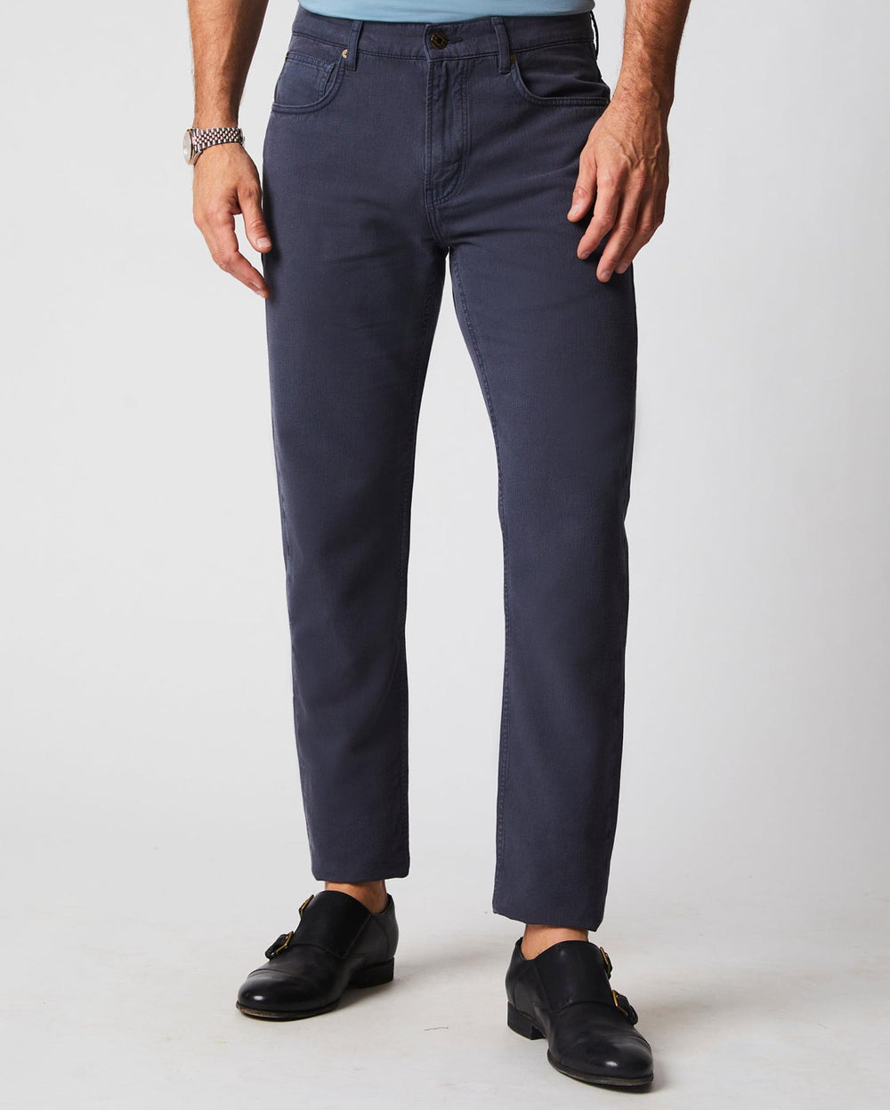 Men Cotton Linen 5 Pocket Pant Carbon Blue | Billy Reid Bottoms