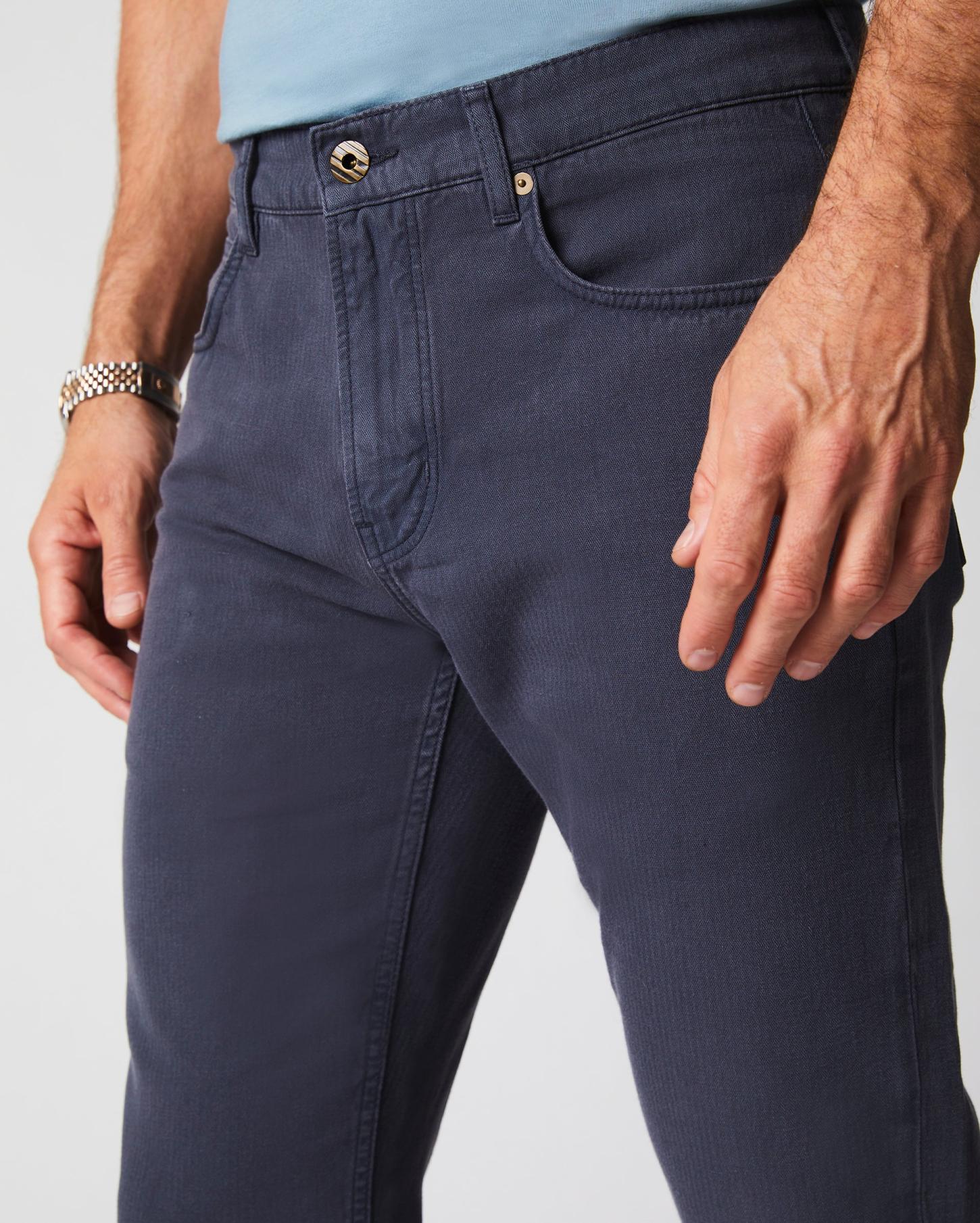 Men Cotton Linen 5 Pocket Pant Carbon Blue | Billy Reid Bottoms