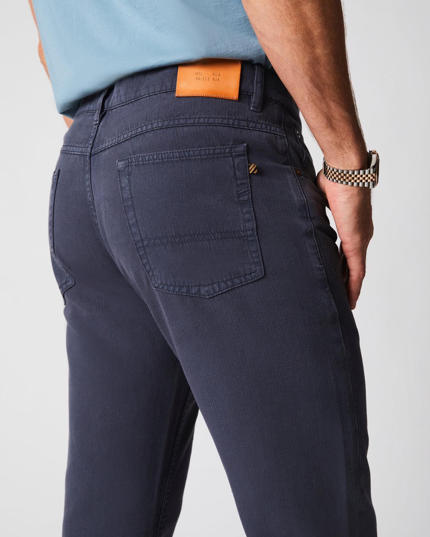 Men Cotton Linen 5 Pocket Pant Carbon Blue | Billy Reid Bottoms