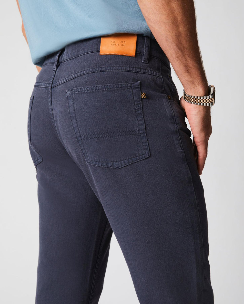 Men Cotton Linen 5 Pocket Pant Carbon Blue | Billy Reid Bottoms