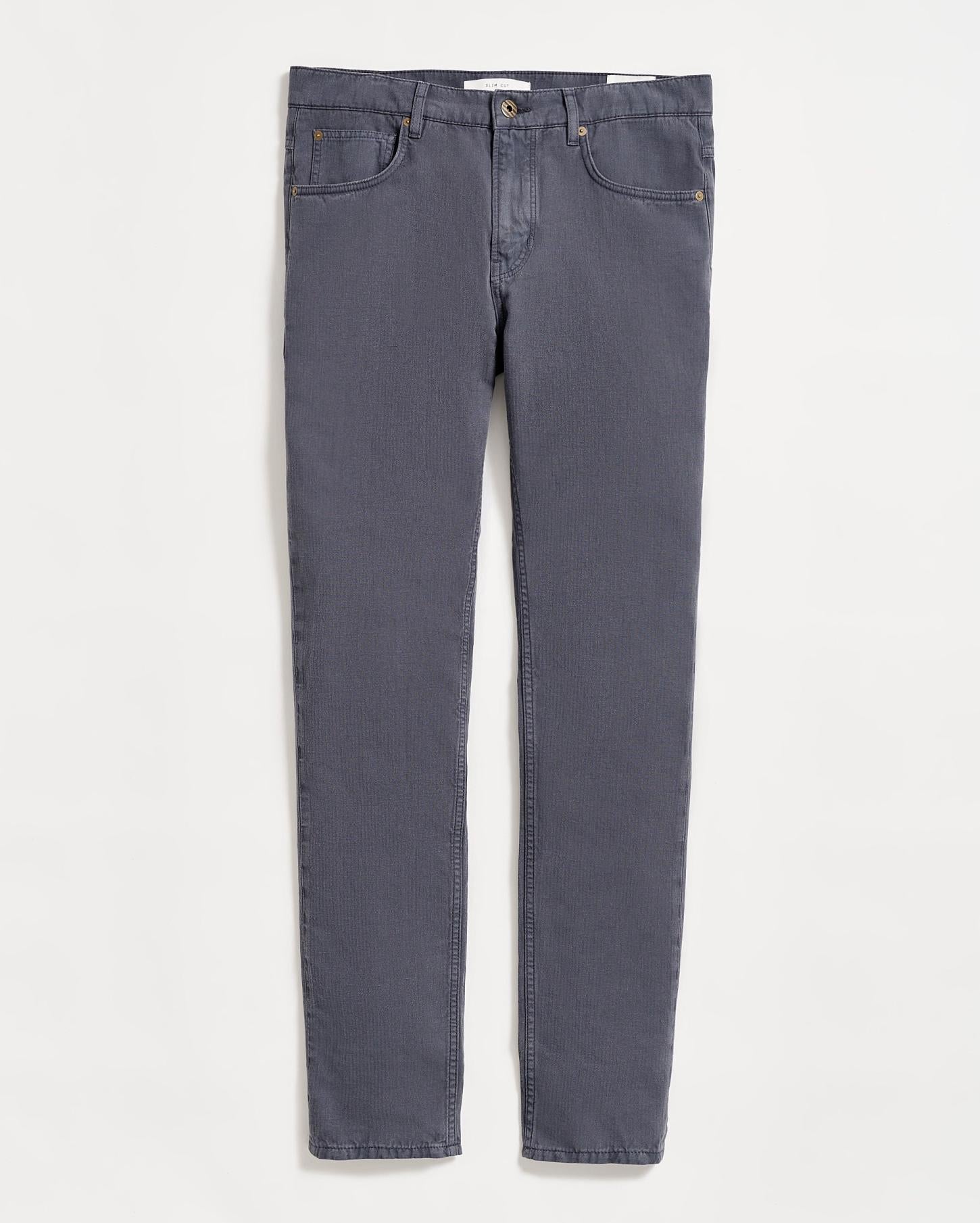Men Cotton Linen 5 Pocket Pant Carbon Blue | Billy Reid Bottoms