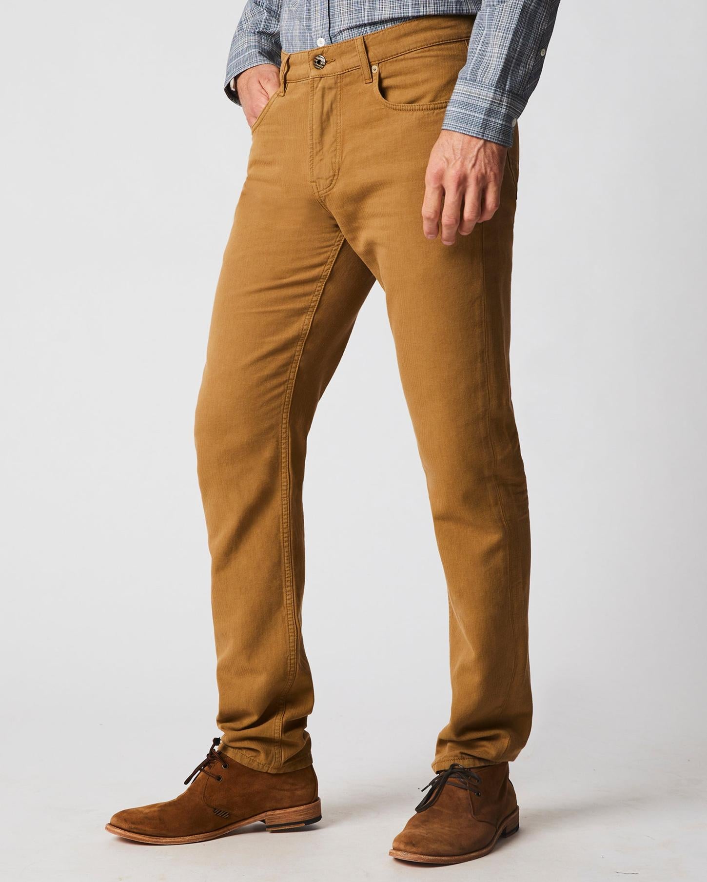Men Cotton Linen 5 Pocket Pant Dark Tan | Billy Reid Bottoms