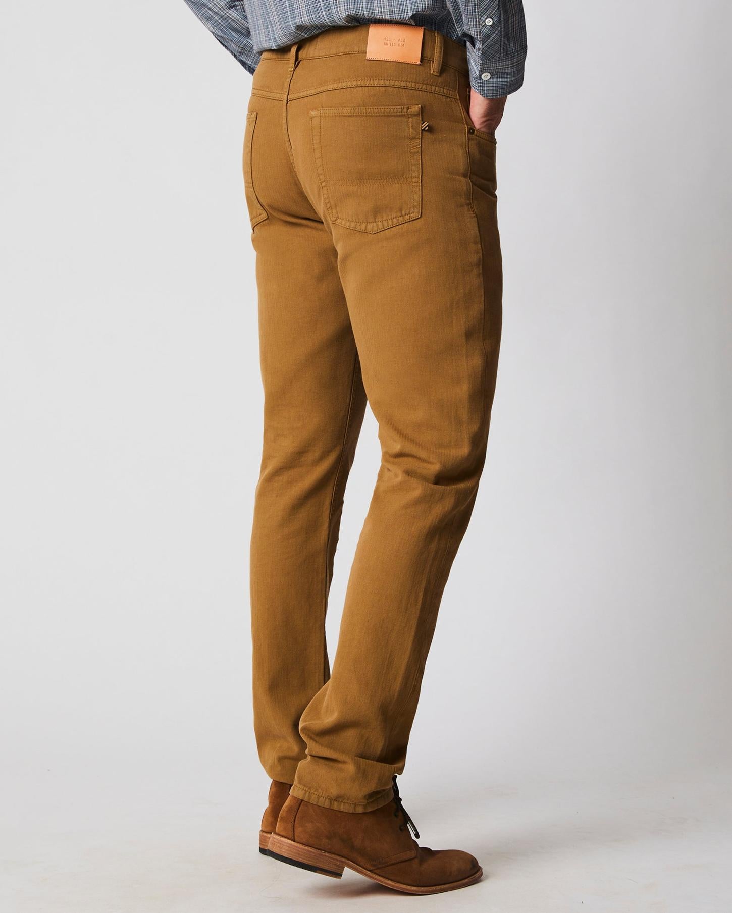 Men Cotton Linen 5 Pocket Pant Dark Tan | Billy Reid Bottoms