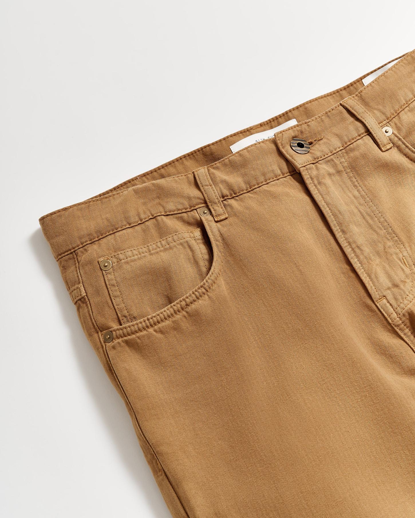 Men Cotton Linen 5 Pocket Pant Dark Tan | Billy Reid Bottoms