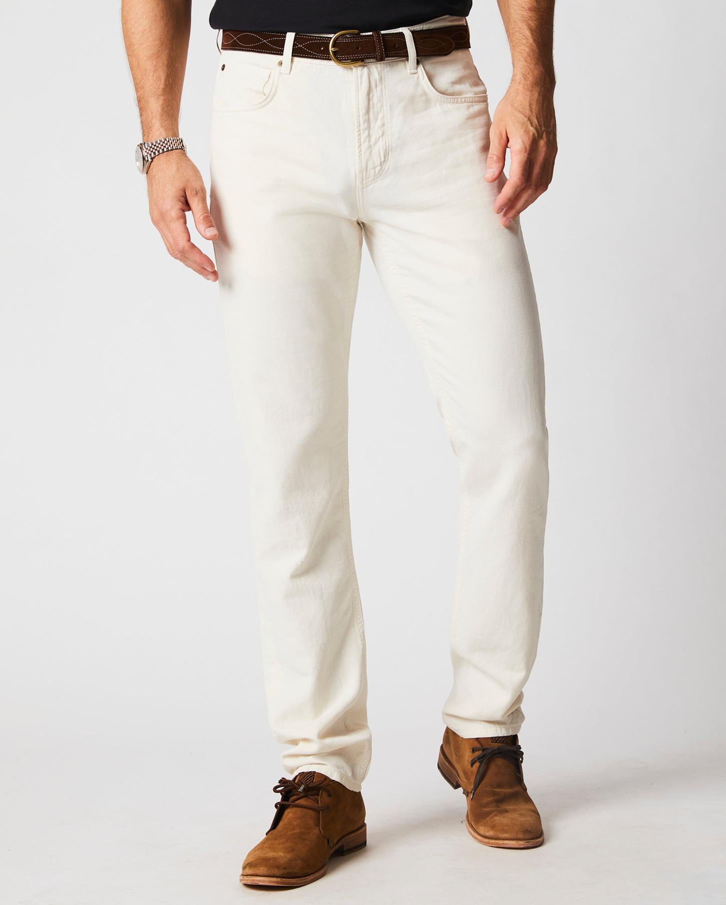 Men Cotton Linen 5 Pocket Pant Eggshell | Billy Reid Bottoms