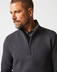 Men Diamond Quilt Half Zip Black | Billy Reid Sweaters &amp; Sweatshirts
