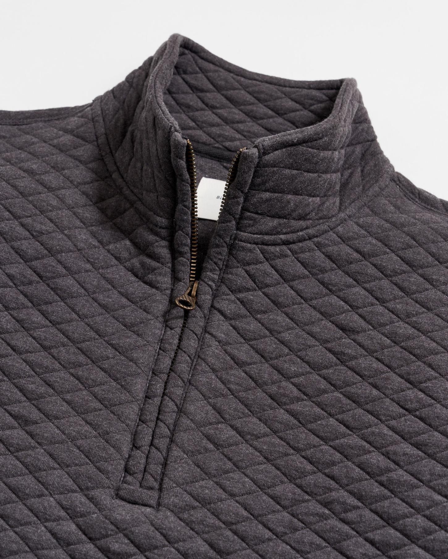 Men Diamond Quilt Half Zip Black | Billy Reid Sweaters &amp; Sweatshirts