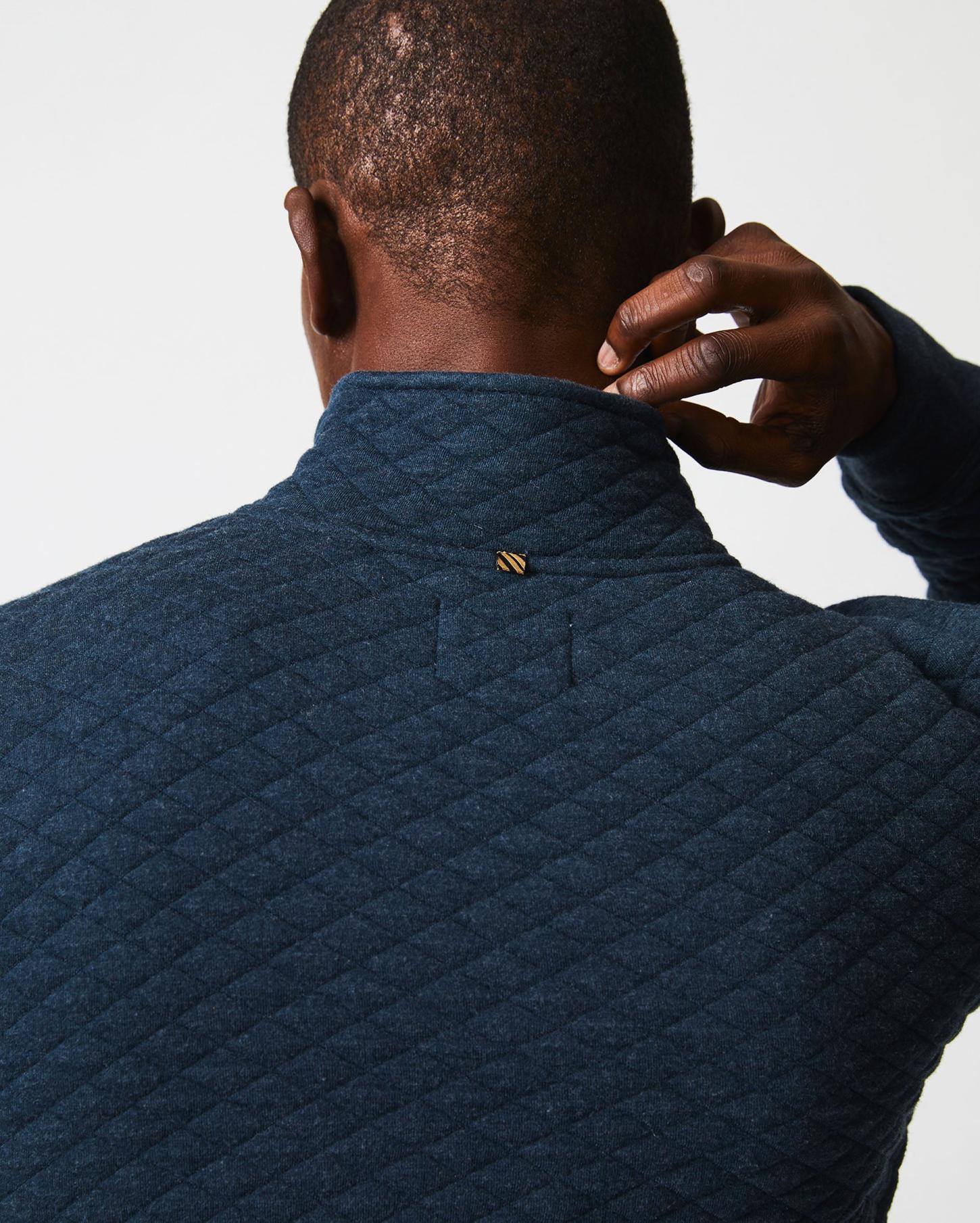 Men Diamond Quilt Half Zip Carbon Blue | Billy Reid Sweaters &amp; Sweatshirts