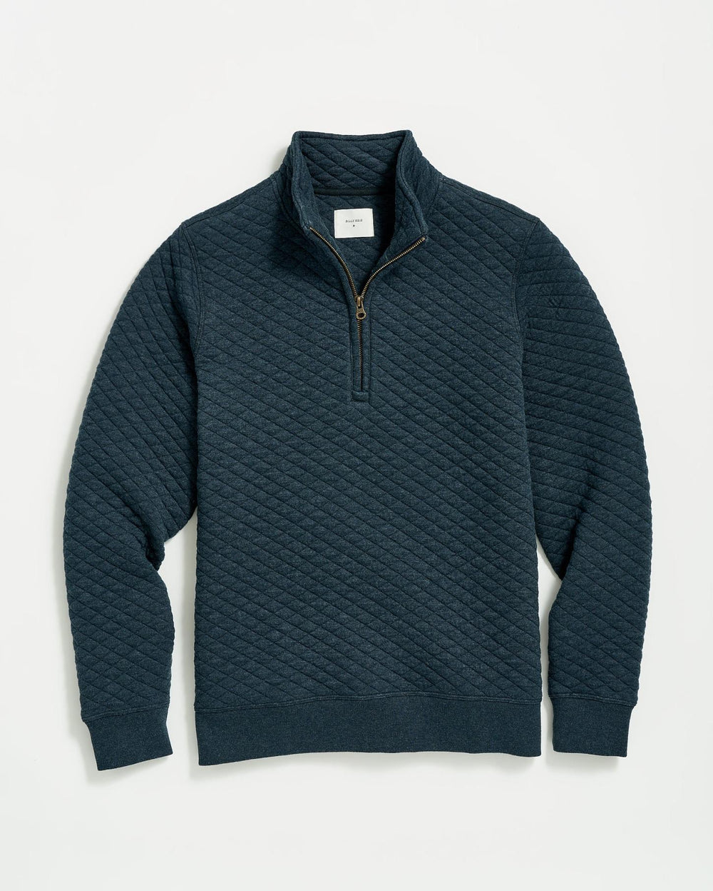 Men Diamond Quilt Half Zip Carbon Blue | Billy Reid Sweaters &amp; Sweatshirts
