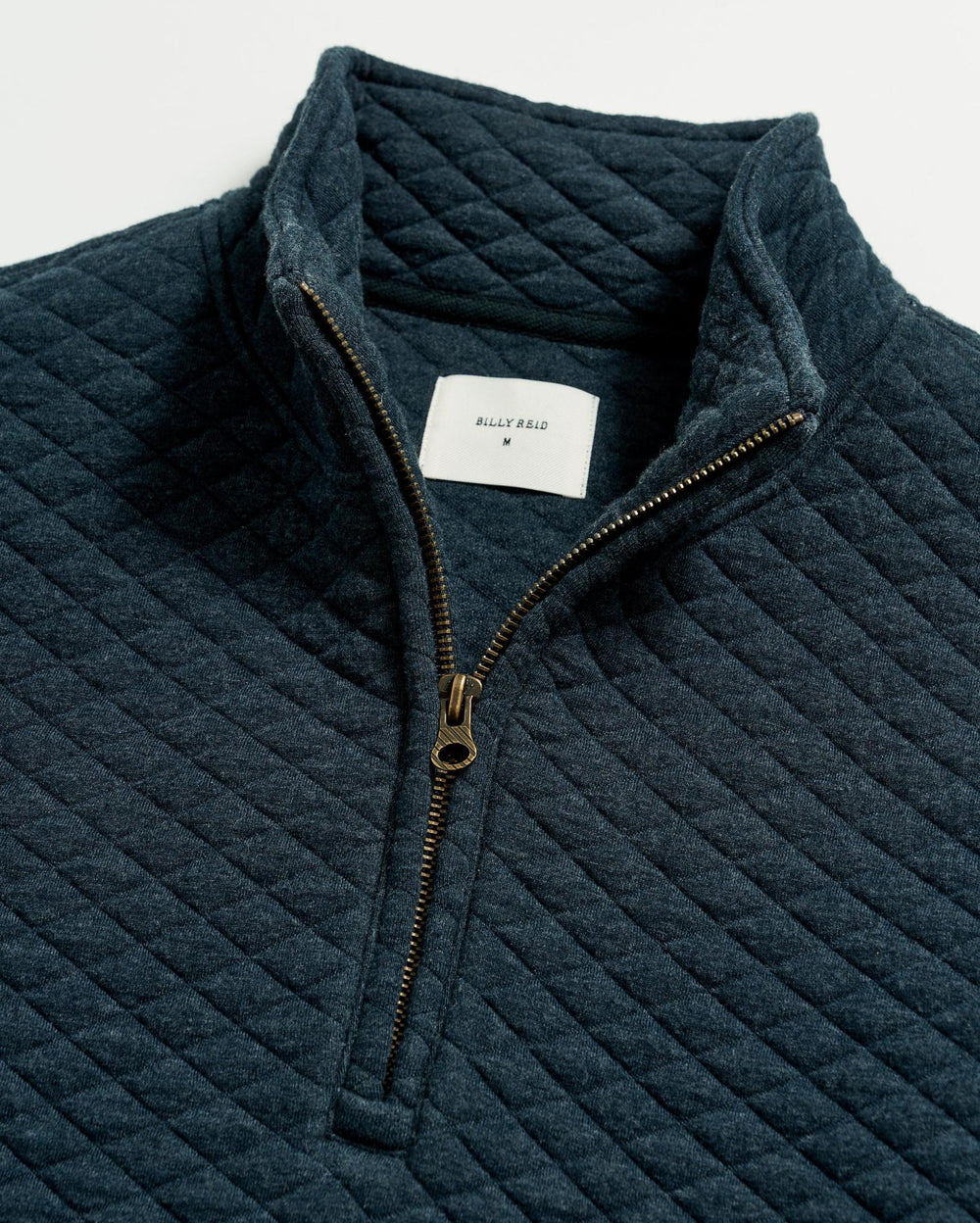 Men Diamond Quilt Half Zip Carbon Blue | Billy Reid Sweaters &amp; Sweatshirts