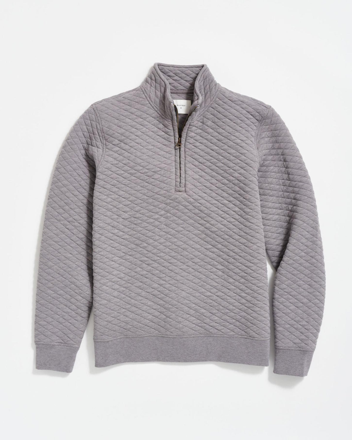 Men Diamond Quilt Half Zip Medium Grey | Billy Reid Sweaters &amp; Sweatshirts
