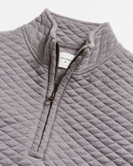 Men Diamond Quilt Half Zip Medium Grey | Billy Reid Sweaters &amp; Sweatshirts