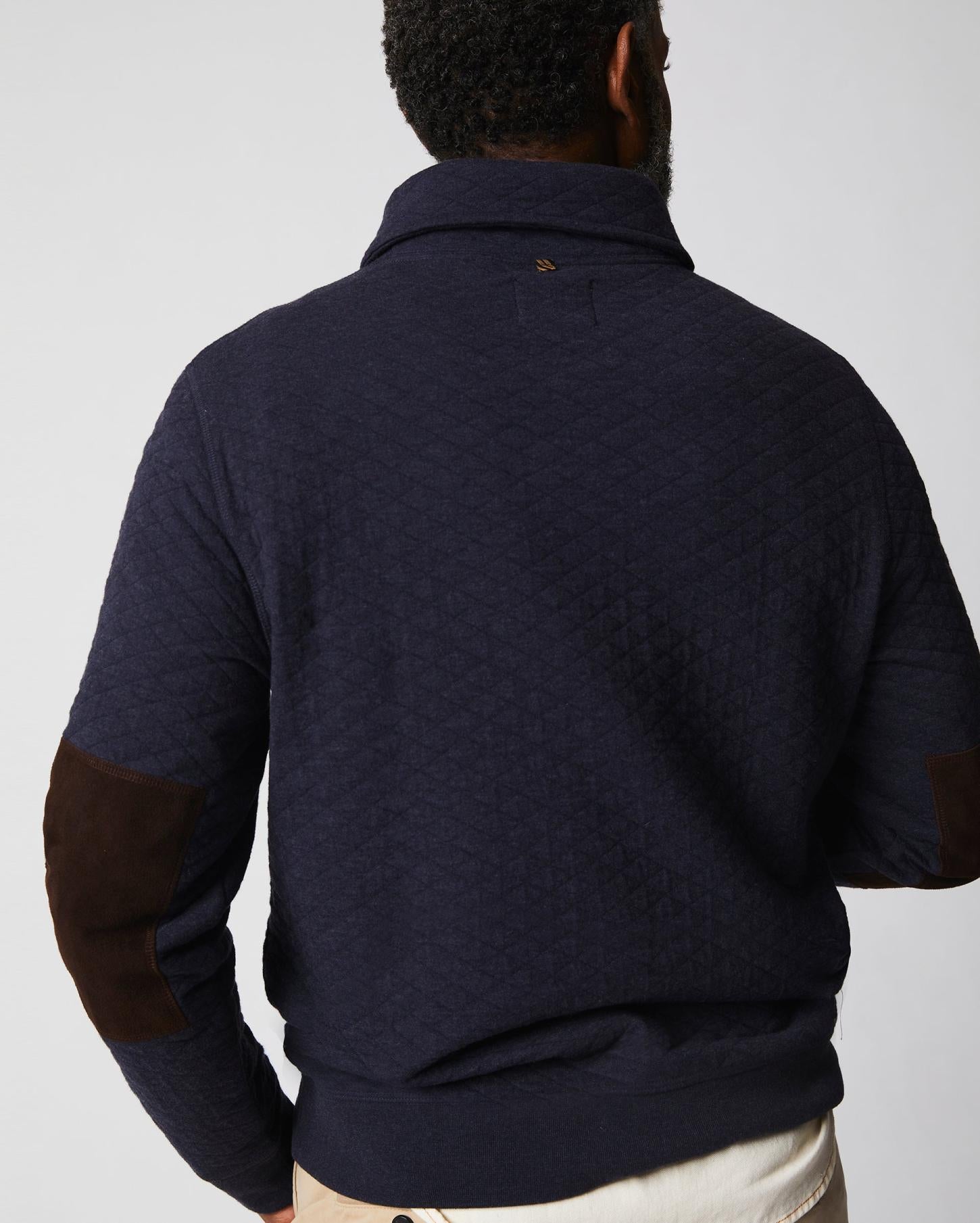 Men Diamond Quilt Shawl Dark Navy | Billy Reid Sweaters &amp; Sweatshirts