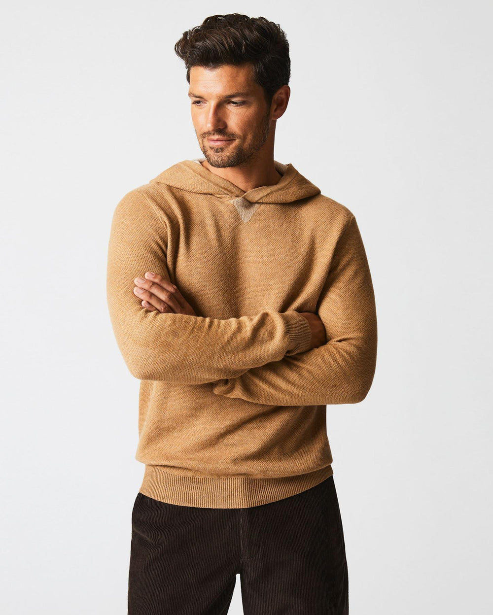 Men Double Knit Hoodie Sweater Camel | Billy Reid Sweaters &amp; Sweatshirts