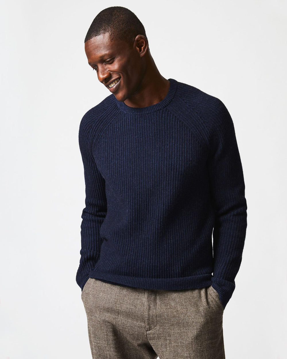 Men Fisherman Rib Crew Navy | Billy Reid Sweaters &amp; Sweatshirts