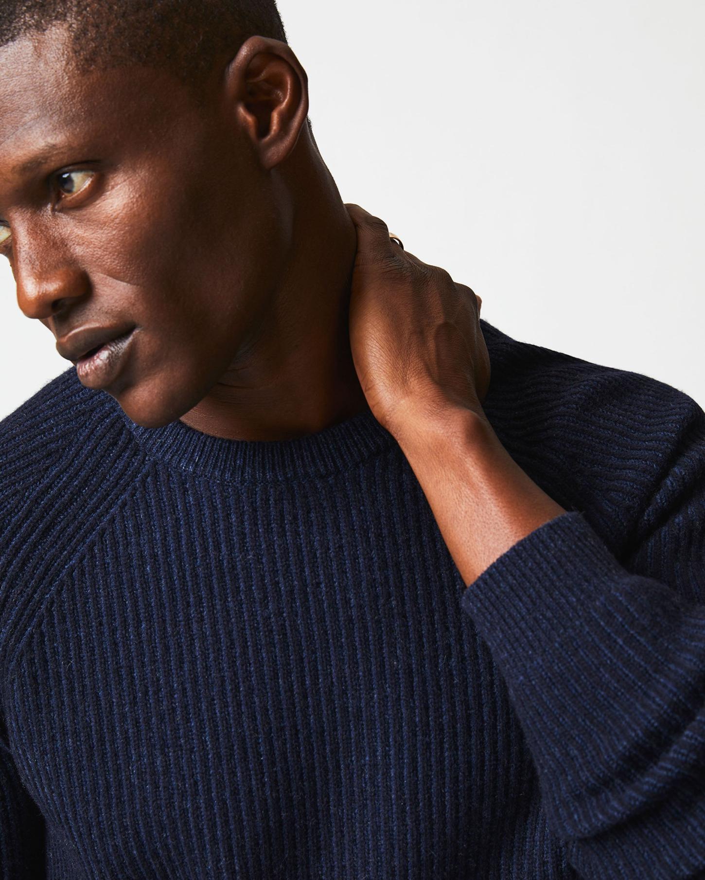 Men Fisherman Rib Crew Navy | Billy Reid Sweaters &amp; Sweatshirts