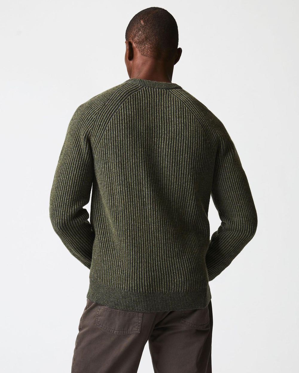 Men Fisherman Rib Crew Olive | Billy Reid Sweaters &amp; Sweatshirts