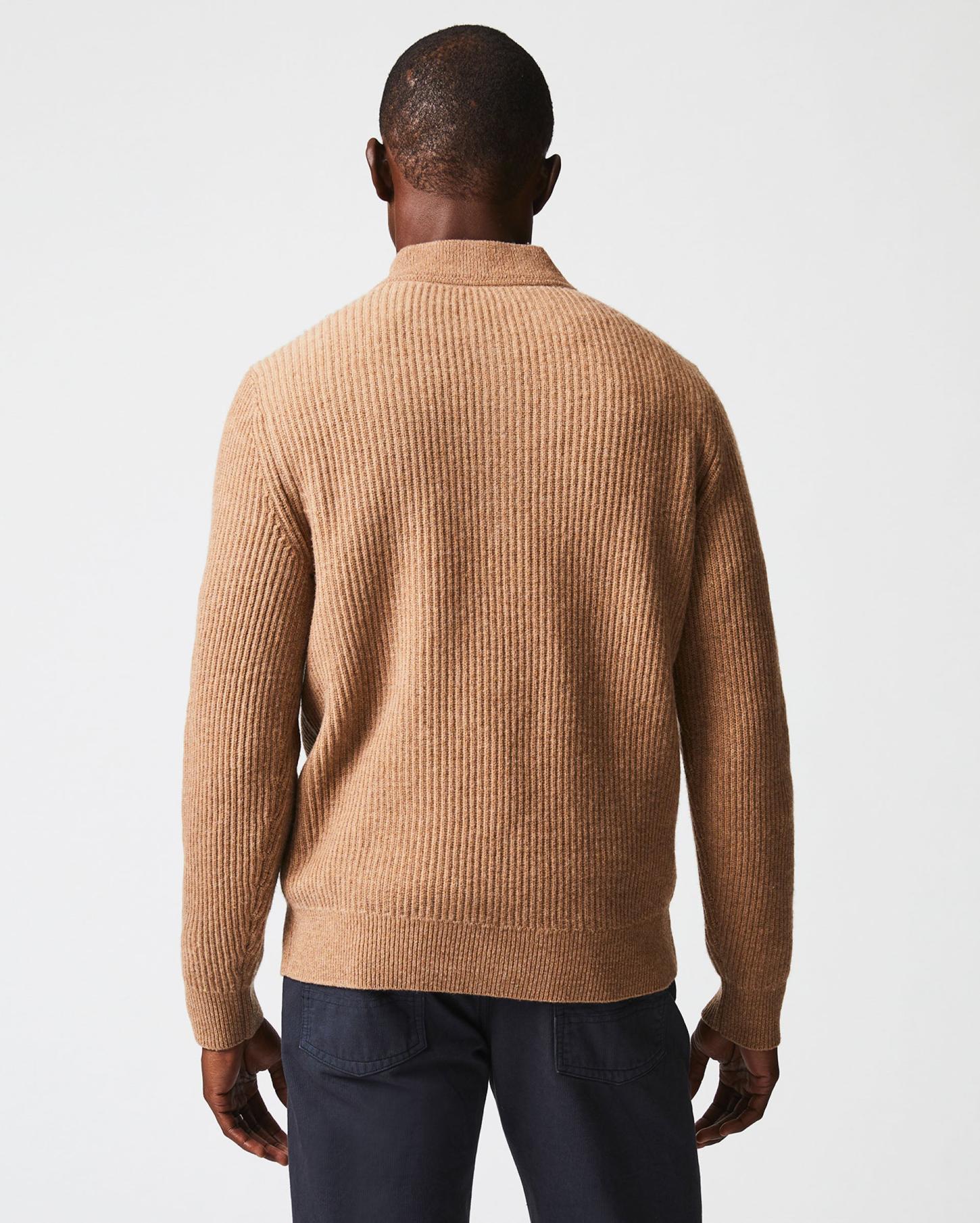 Men Fisherman Rib Half Zip Camel/tan | Billy Reid Sweaters &amp; Sweatshirts