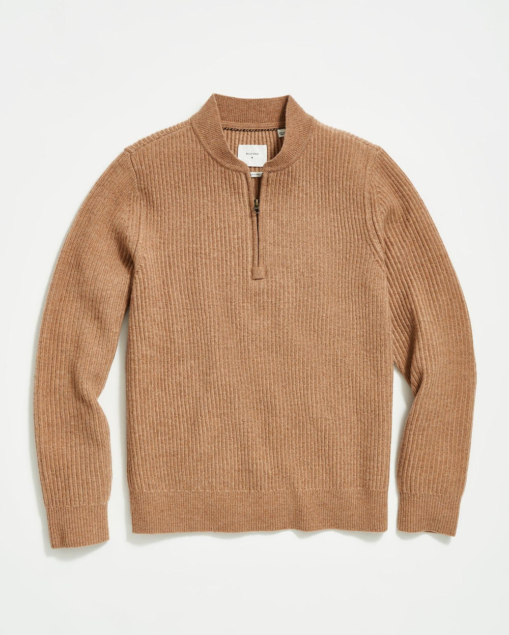Men Fisherman Rib Half Zip Camel/tan | Billy Reid Sweaters &amp; Sweatshirts