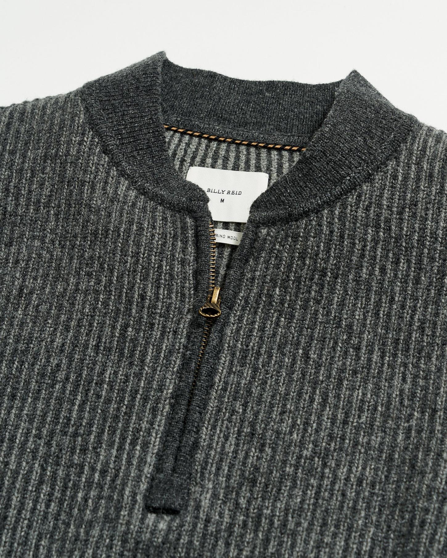Men Fisherman Rib Half Zip Charcoal/grey | Billy Reid Sweaters &amp; Sweatshirts
