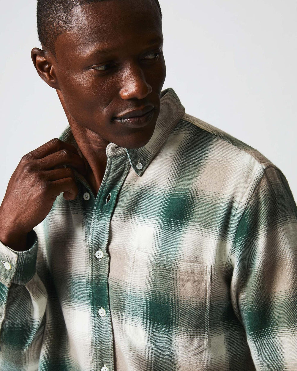 Men Flannel Bold Plaid Tuscumbia Shirt Bd Natural/green | Billy Reid Shirting