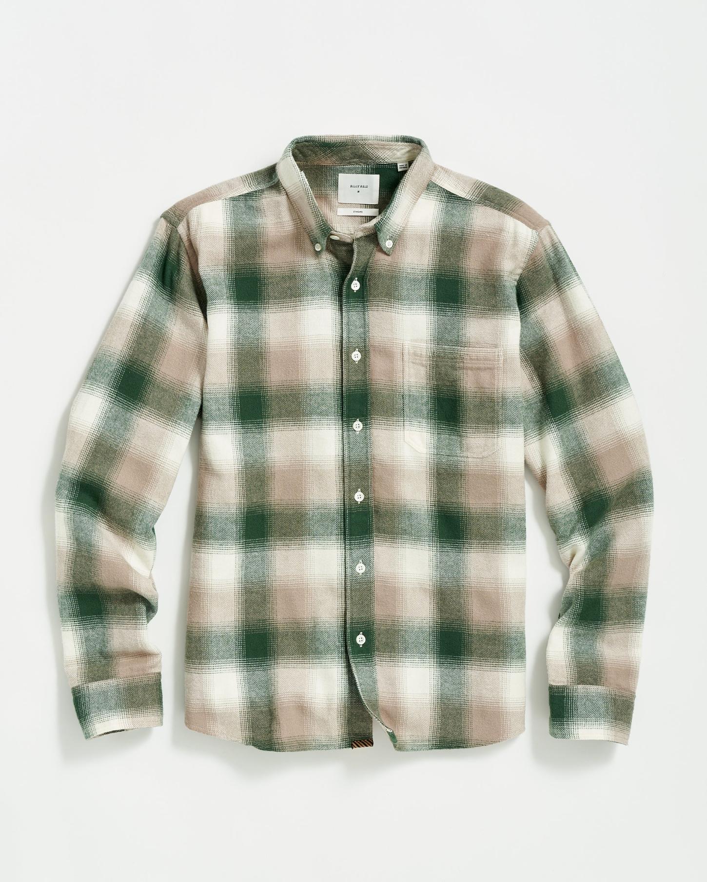 Men Flannel Bold Plaid Tuscumbia Shirt Bd Natural/green | Billy Reid Shirting