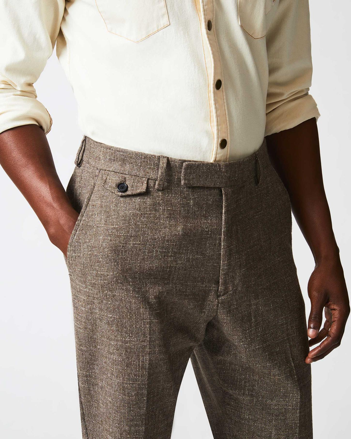 Men Flat Front Trouser Black/brown | Billy Reid Suiting