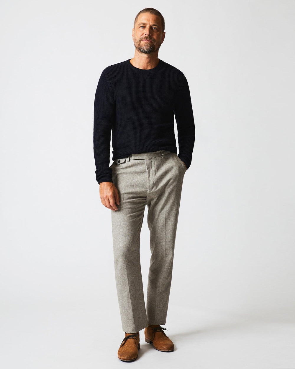 Men Flat Front Trouser Grey | Billy Reid Suiting