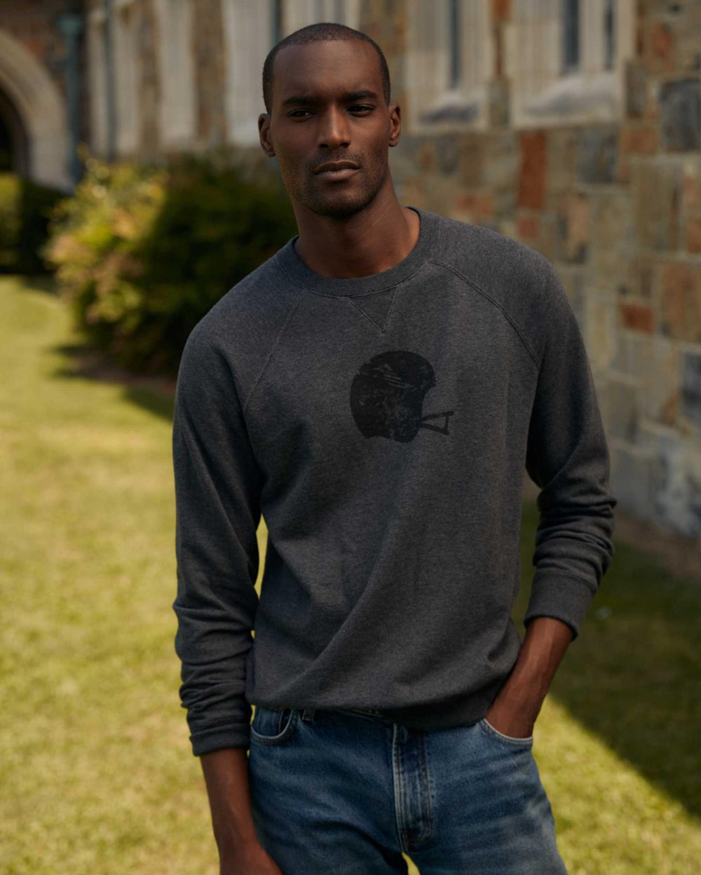 Men Football Crew Grey | Billy Reid Sweaters &amp; Sweatshirts