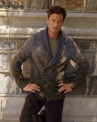 Men Gradient Stripe Cardigan Olive/charcoal | Billy Reid Sweaters &amp; Sweatshirts