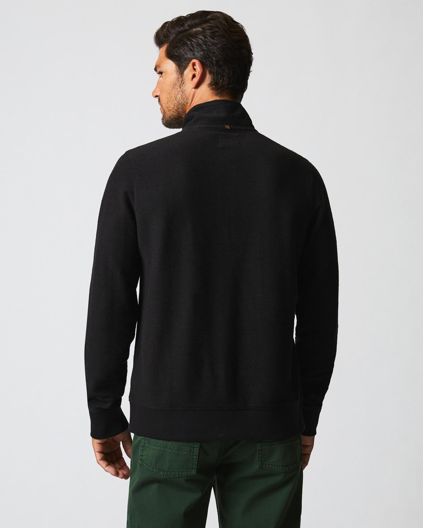 Men Herringbone Half Zip Black | Billy Reid Sweaters &amp; Sweatshirts