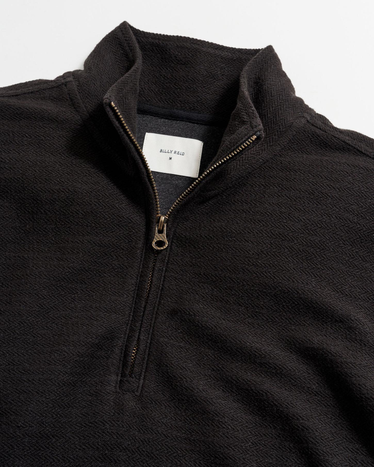Men Herringbone Half Zip Black | Billy Reid Sweaters &amp; Sweatshirts