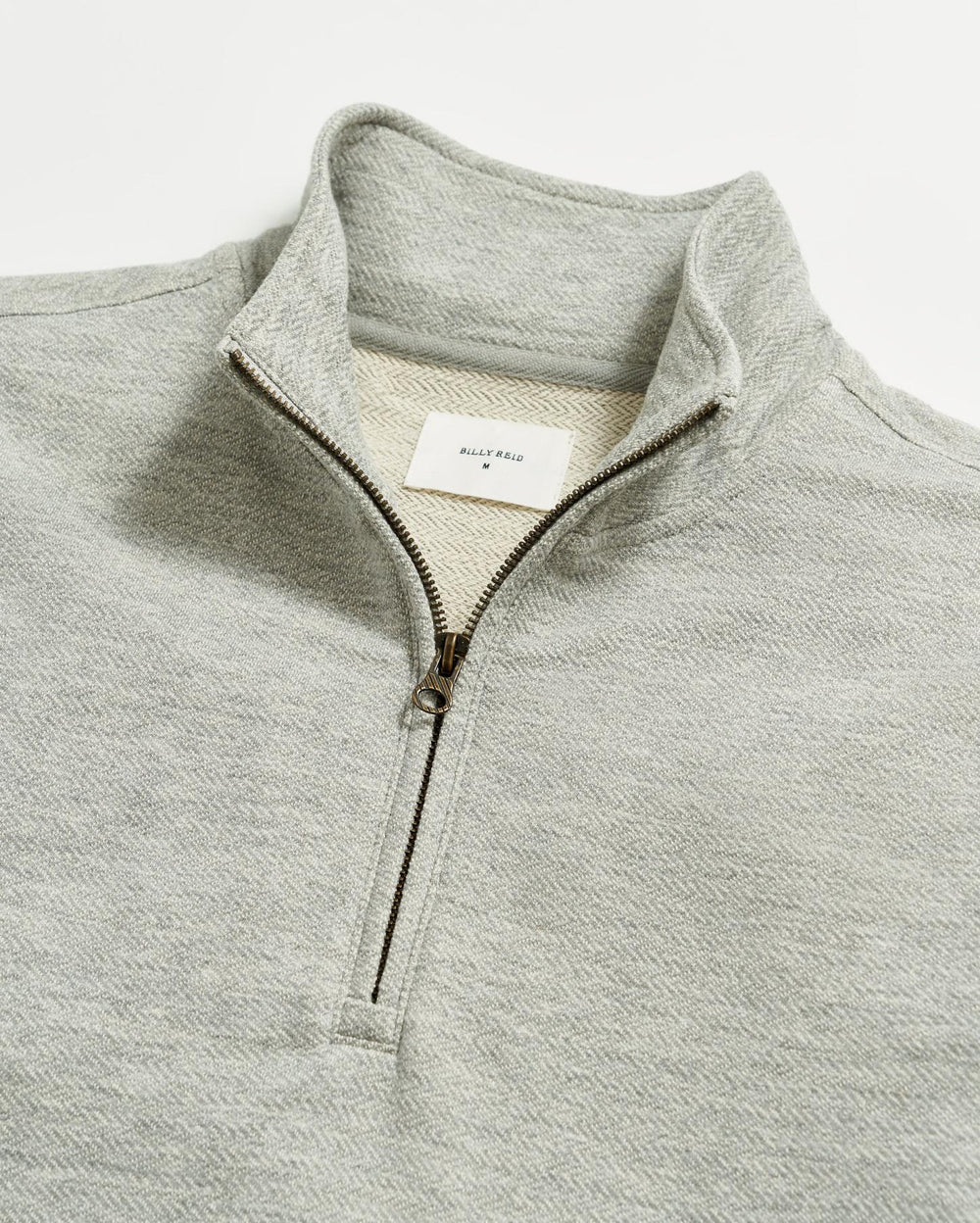 Men Herringbone Half Zip Light Grey | Billy Reid Sweaters &amp; Sweatshirts