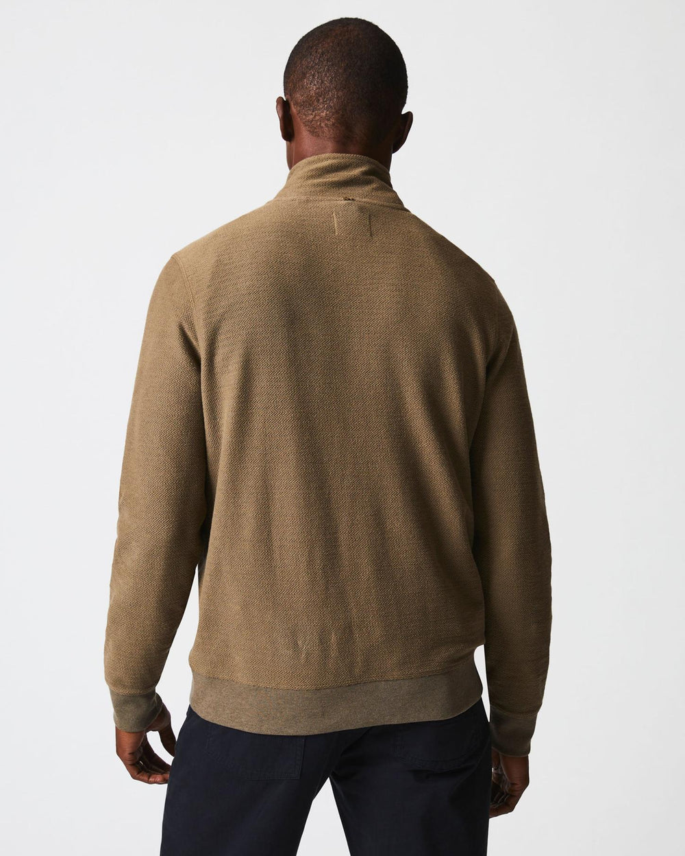 Men Herringbone Half Zip Moss Green | Billy Reid Sweaters &amp; Sweatshirts