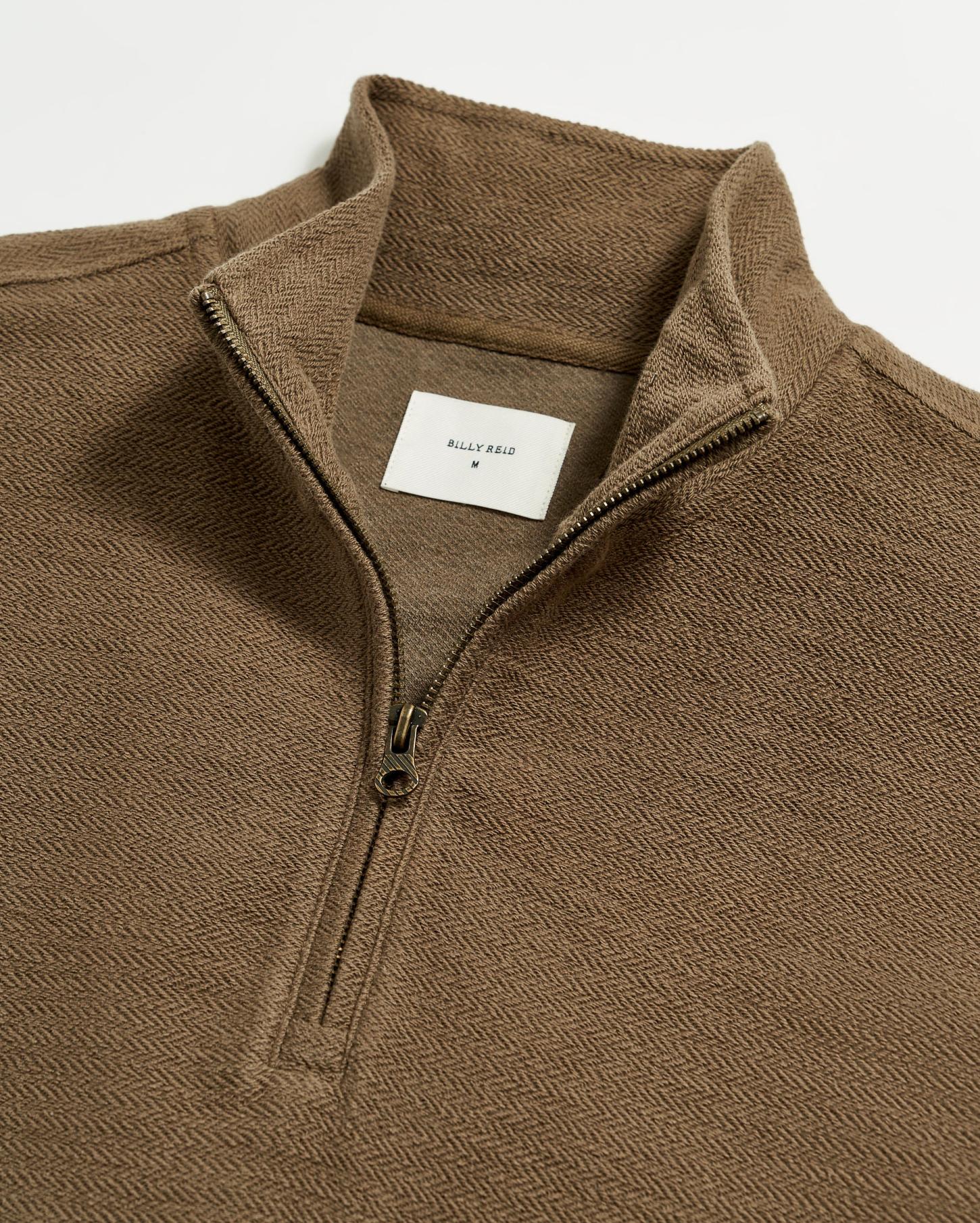 Men Herringbone Half Zip Moss Green | Billy Reid Sweaters &amp; Sweatshirts