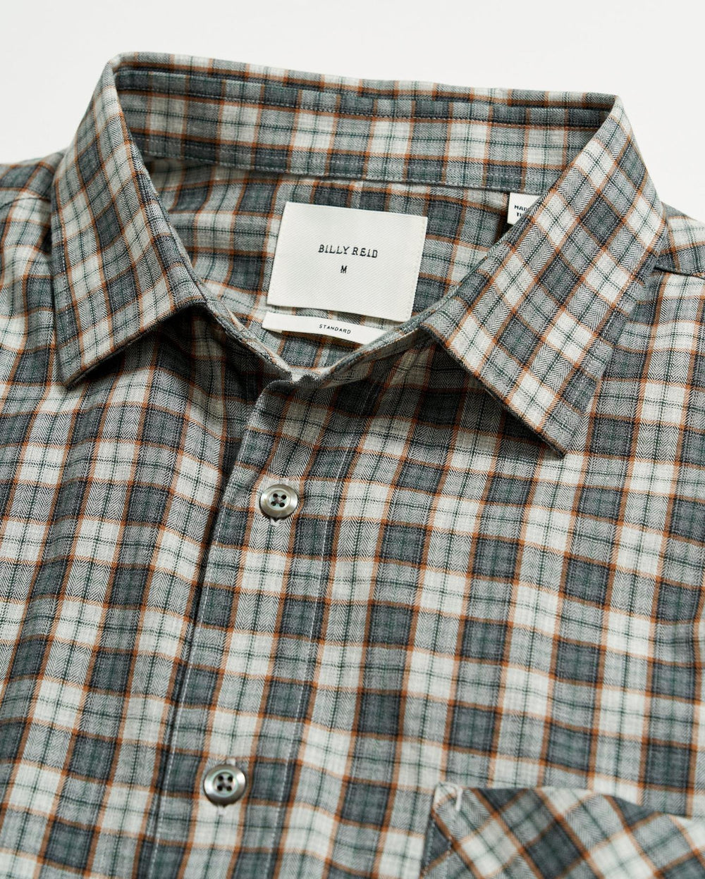 Men Herringbone Plaid John T Shirt Grey/tan | Billy Reid Shirting