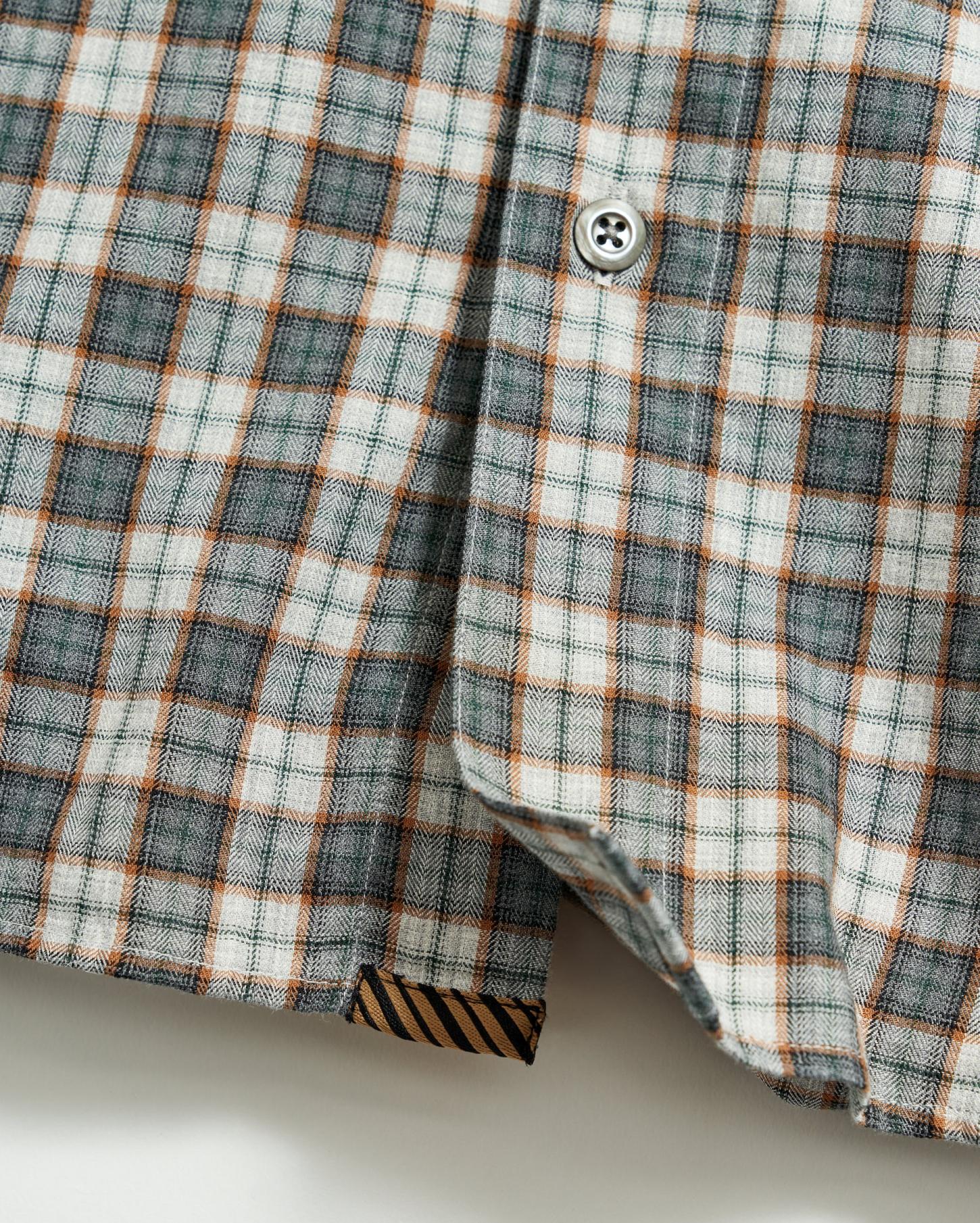 Men Herringbone Plaid John T Shirt Grey/tan | Billy Reid Shirting