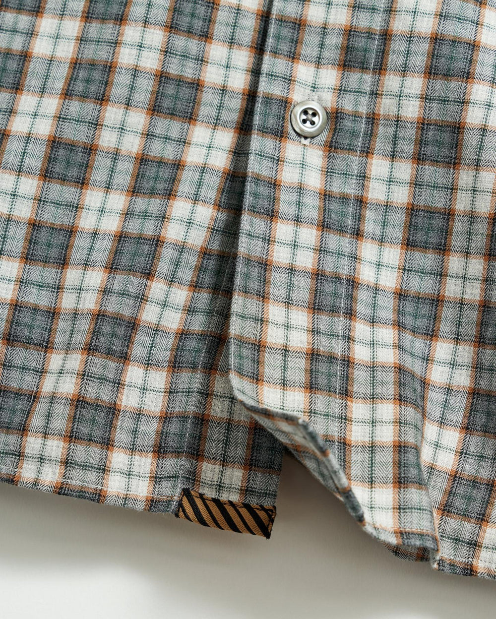 Men Herringbone Plaid John T Shirt Grey/tan | Billy Reid Shirting